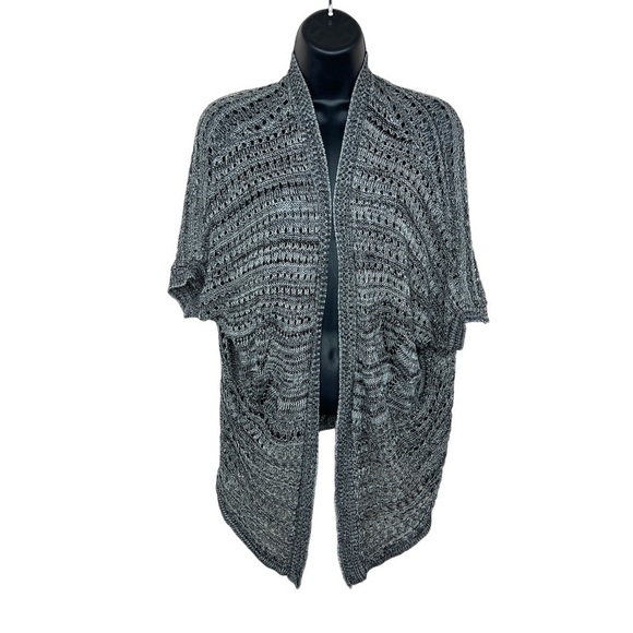 Rue21 Grey Open Knit Short Sleeve Sweater Shrug  Medium Oversized - Picture 1 of 7